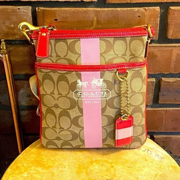 Coach Signature Heritage Stripe Crossbody Bag - Picture 1 of 12